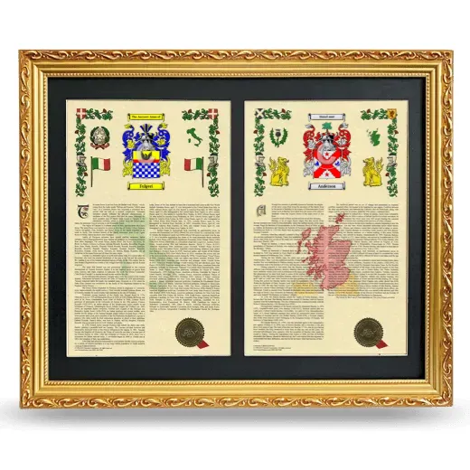 Double Armorial History Framed - Gold