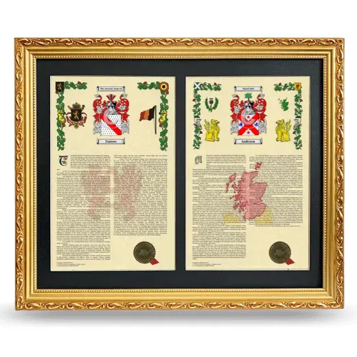 Double Armorial History Framed - Gold