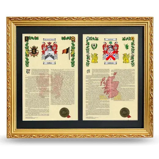 Double Armorial History Framed - Gold