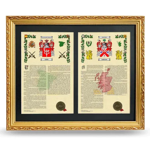 Double Armorial History Framed - Gold