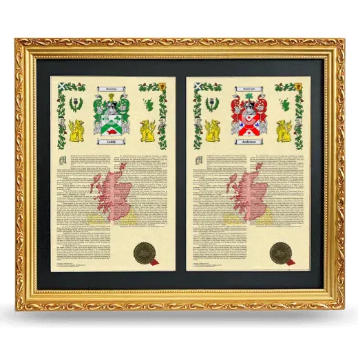 Double Armorial History Framed - Gold