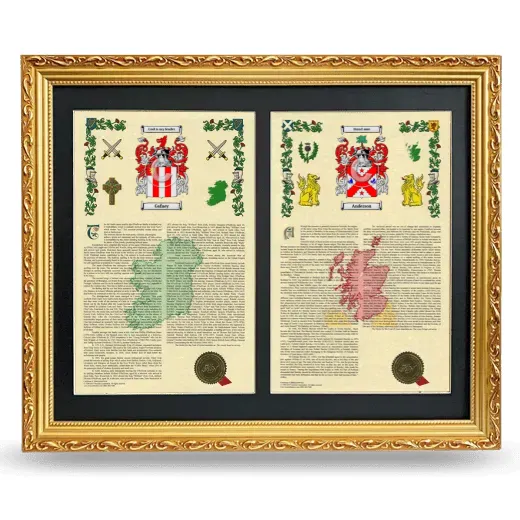 Double Armorial History Framed - Gold