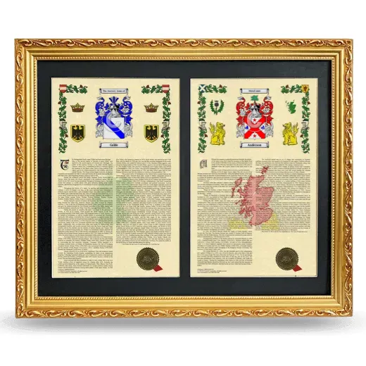 Double Armorial History Framed - Gold