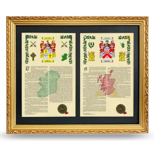 Double Armorial History Framed - Gold