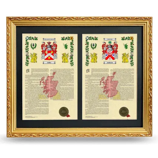 Double Armorial History Framed - Gold