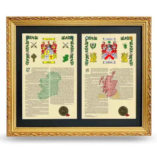 Double Armorial History Framed - Gold