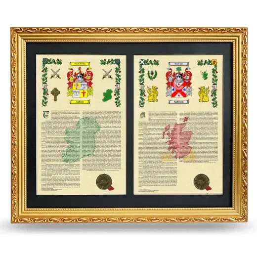 Double Armorial History Framed - Gold