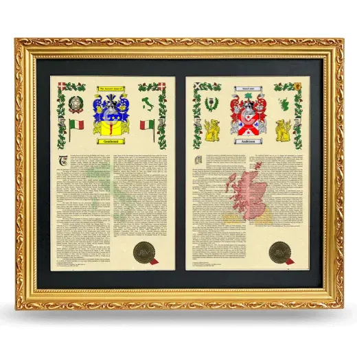 Double Armorial History Framed - Gold