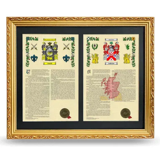 Double Armorial History Framed - Gold