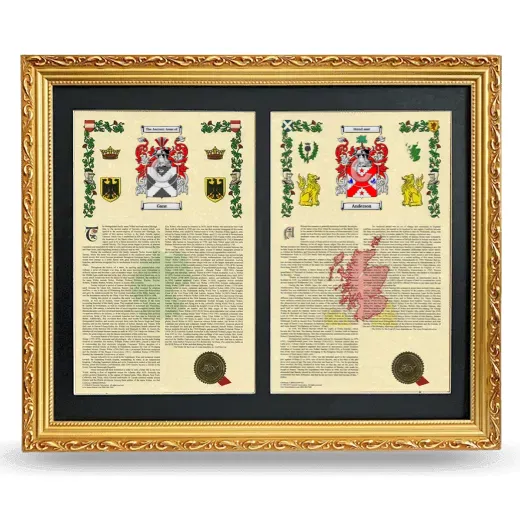 Double Armorial History Framed - Gold