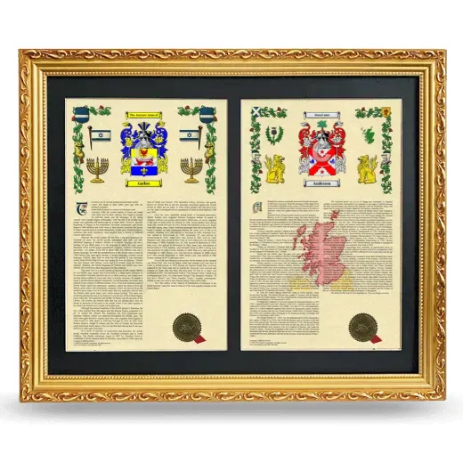 Double Armorial History Framed - Gold