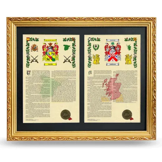 Double Armorial History Framed - Gold