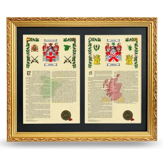 Double Armorial History Framed - Gold