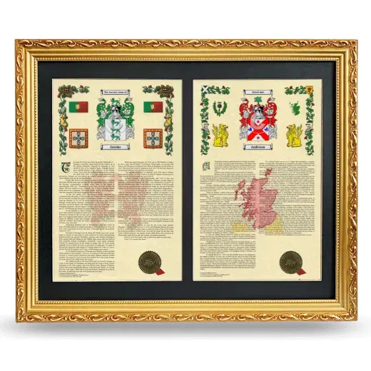 Double Armorial History Framed - Gold