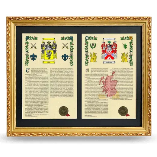 Double Armorial History Framed - Gold