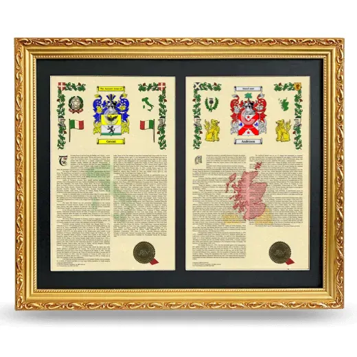 Double Armorial History Framed - Gold