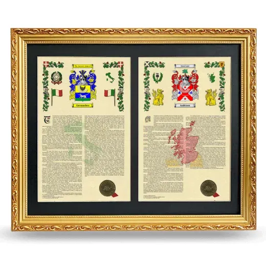Double Armorial History Framed - Gold