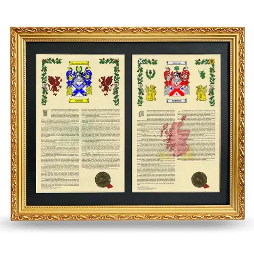 Double Armorial History Framed - Gold