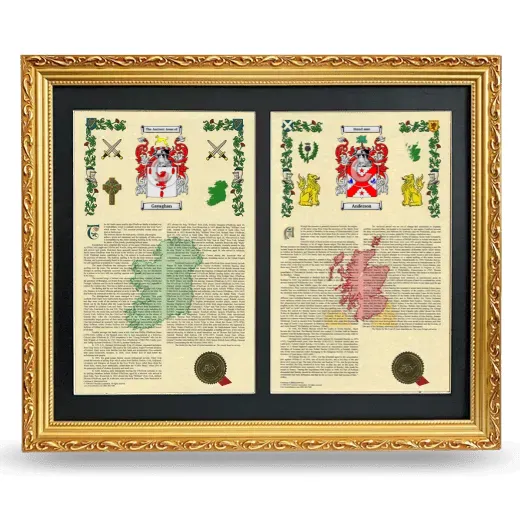 Double Armorial History Framed - Gold