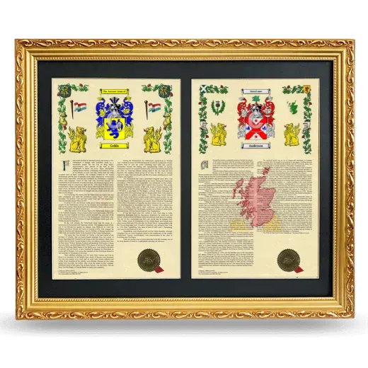 Double Armorial History Framed - Gold