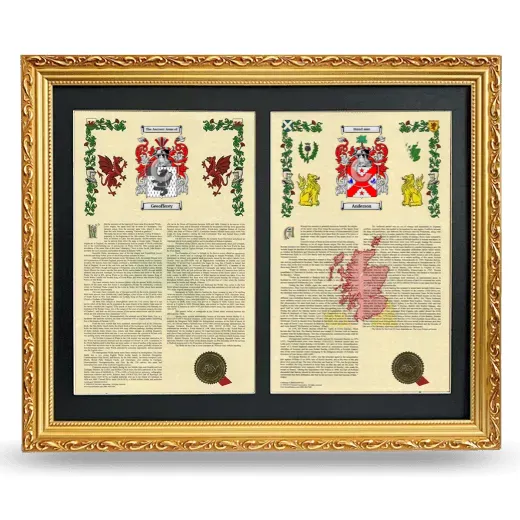 Double Armorial History Framed - Gold