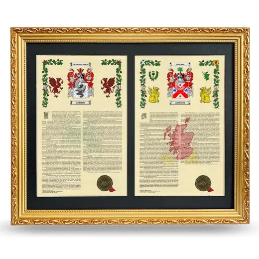 Double Armorial History Framed - Gold