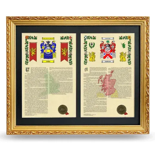Double Armorial History Framed - Gold