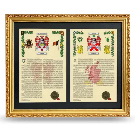 Double Armorial History Framed - Gold