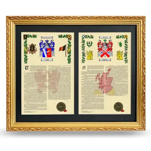 Double Armorial History Framed - Gold