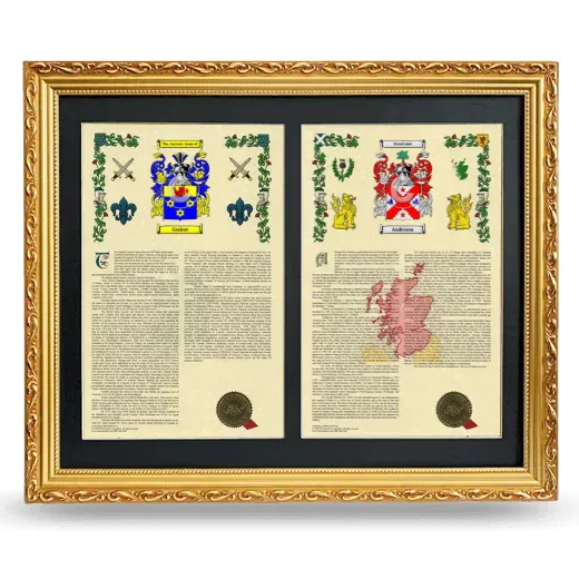 Double Armorial History Framed - Gold