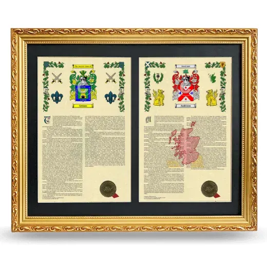 Double Armorial History Framed - Gold