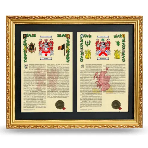 Double Armorial History Framed - Gold