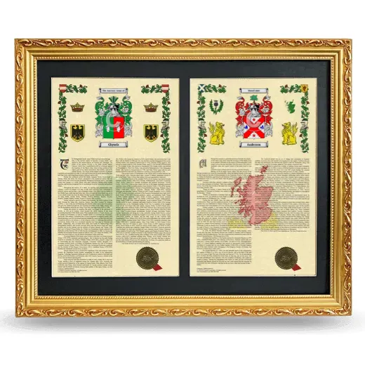 Double Armorial History Framed - Gold