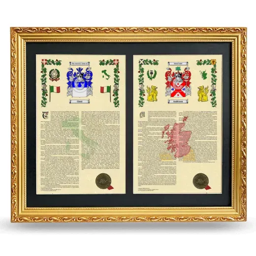 Double Armorial History Framed - Gold