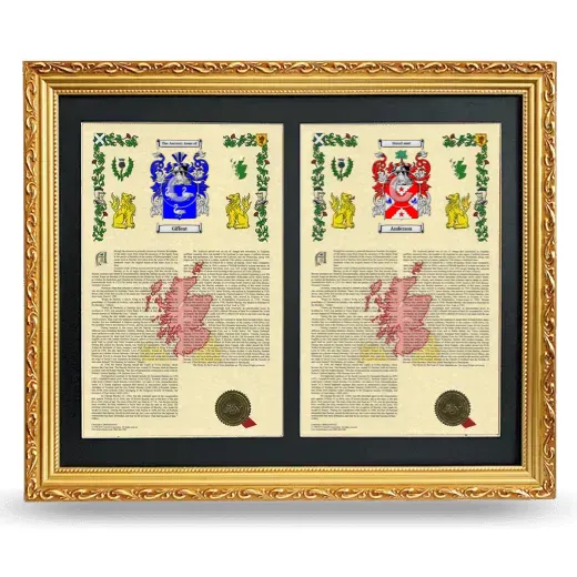 Double Armorial History Framed - Gold