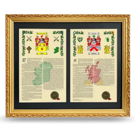 Double Armorial History Framed - Gold