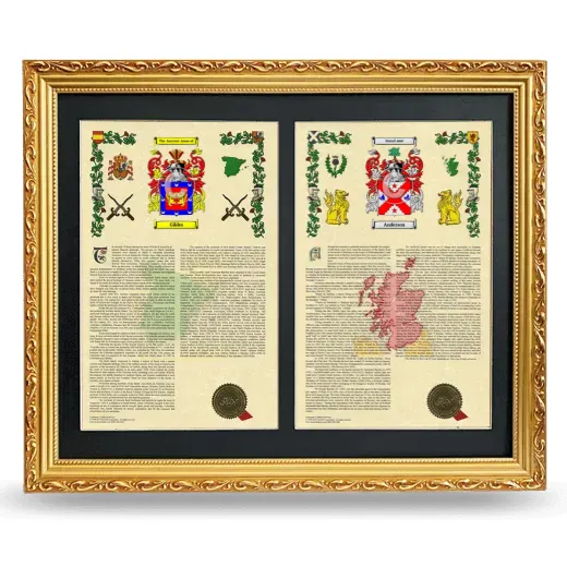 Double Armorial History Framed - Gold