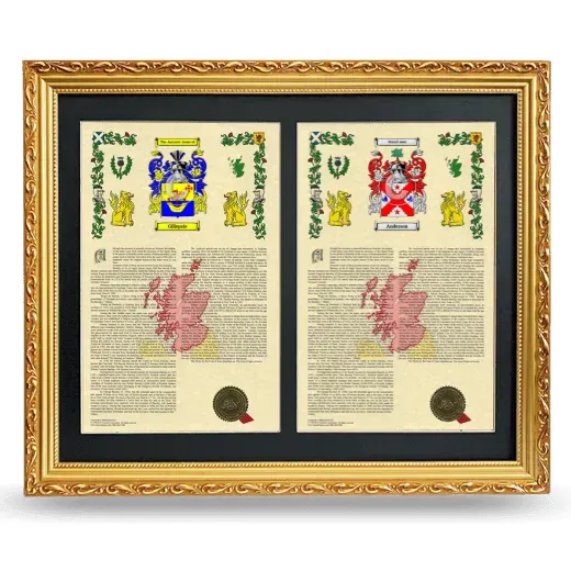 Double Armorial History Framed - Gold
