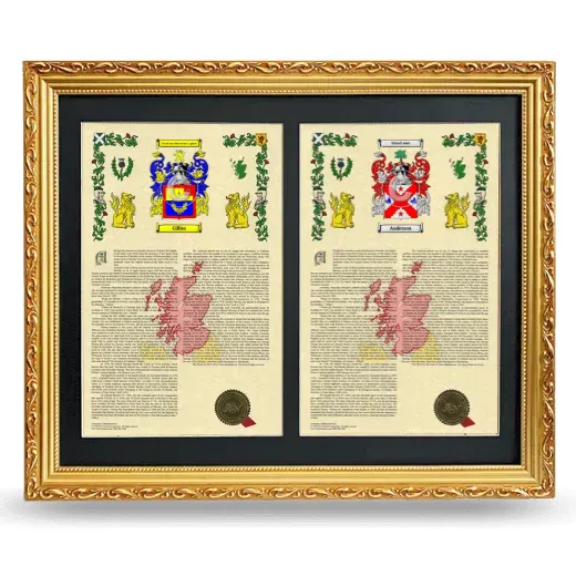 Double Armorial History Framed - Gold