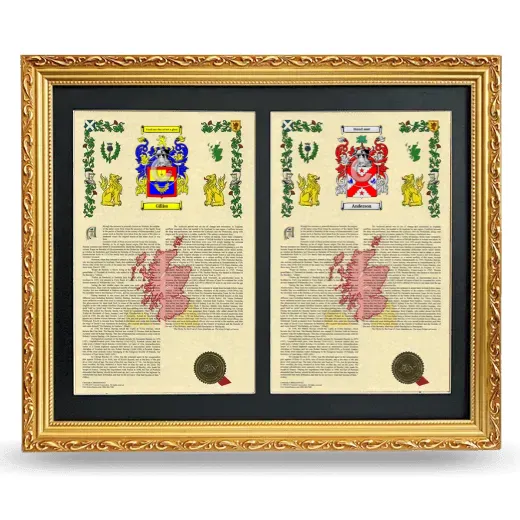 Double Armorial History Framed - Gold