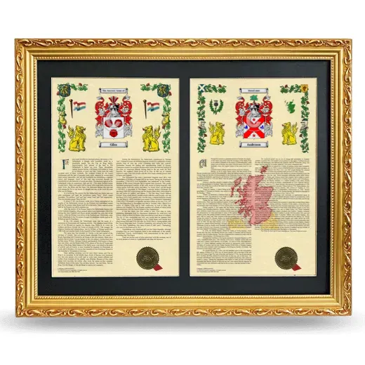 Double Armorial History Framed - Gold