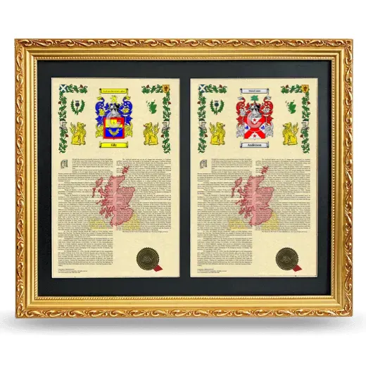 Double Armorial History Framed - Gold