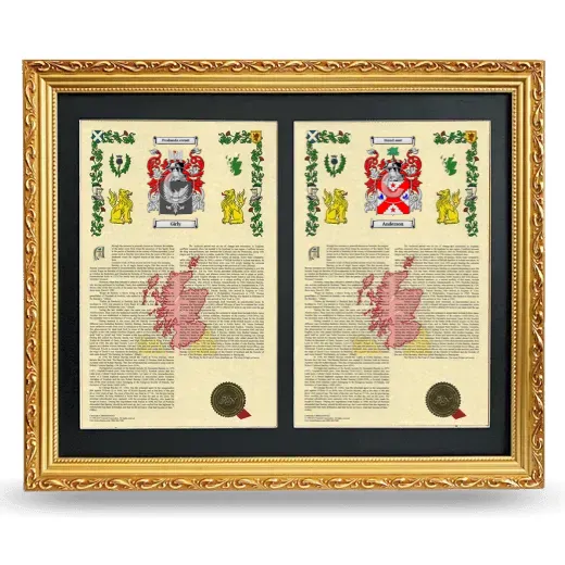 Double Armorial History Framed - Gold