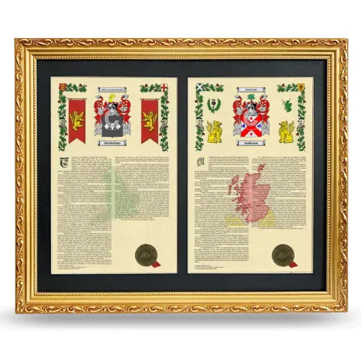 Double Armorial History Framed - Gold