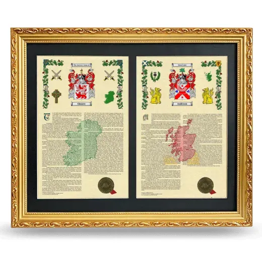 Double Armorial History Framed - Gold