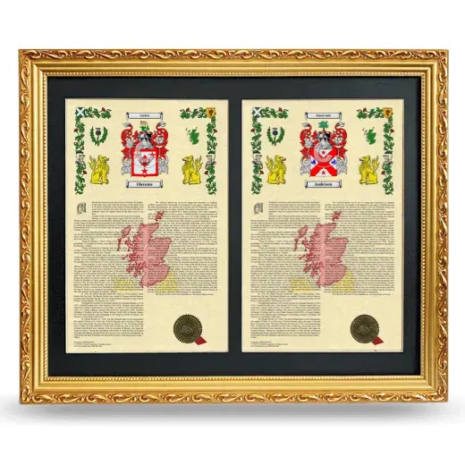 Double Armorial History Framed - Gold