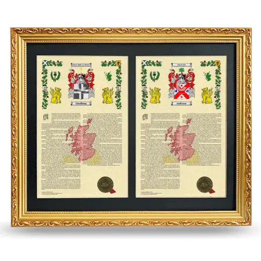 Double Armorial History Framed - Gold