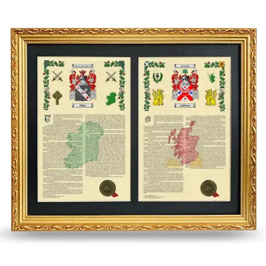 Double Armorial History Framed - Gold