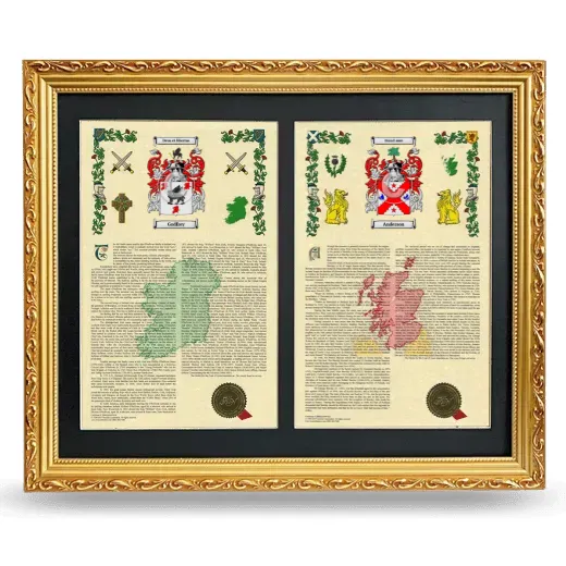 Double Armorial History Framed - Gold