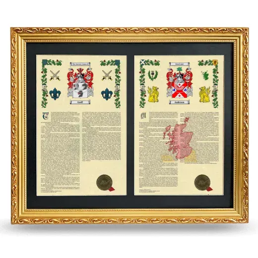 Double Armorial History Framed - Gold